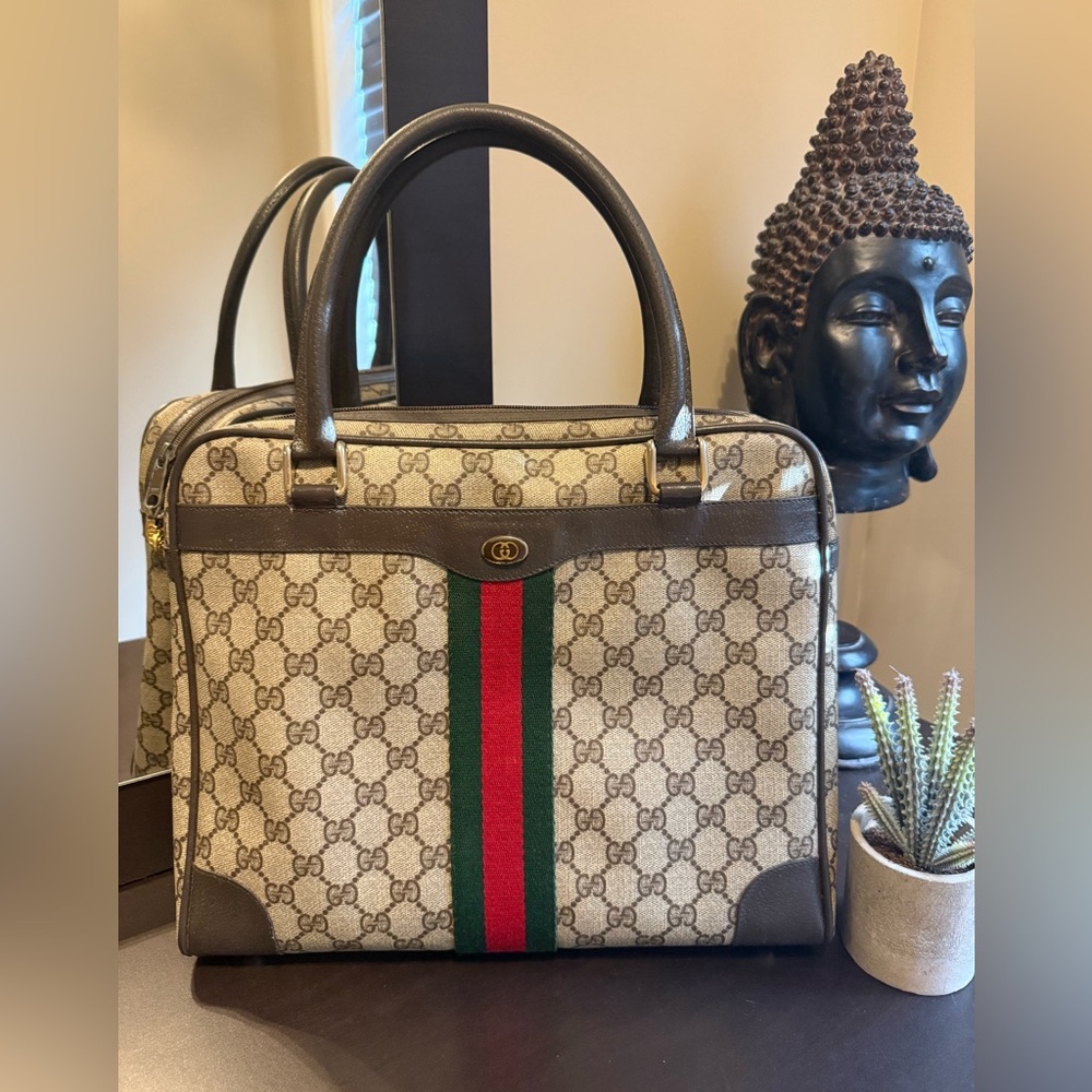 🎀Vintage Gucci Laptop Bag - Monogram Supreme Sherry Web Ophidia 🎀